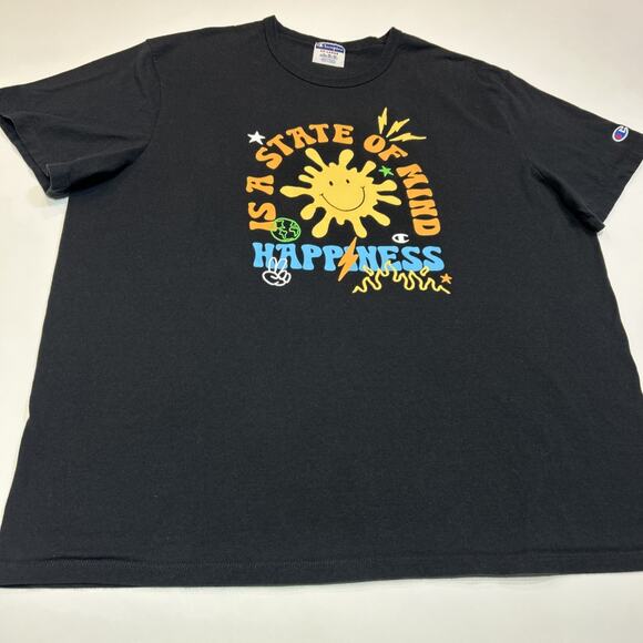 Champion Shirt Mens Size 2XL XXL Black Happiness Logo Tee Short Sleeve - Picture 8 of 12